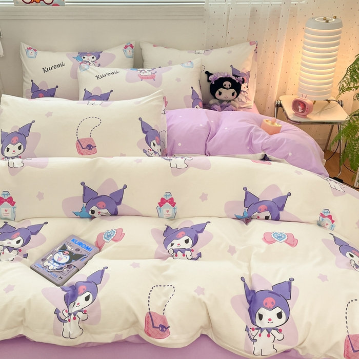 91家纺网 家纺一手货源 找家纺 港岛妹妹 2025新款云朵水洗工艺三丽鸥四件套 三丽鸥-五星库洛米