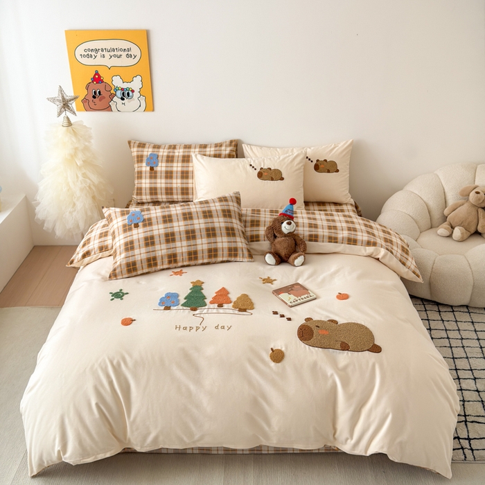 91家纺网 家纺一手货源 找家纺 （总）如意朵 2025新款全棉加厚磨毛毛巾绣四件套（专版花型）