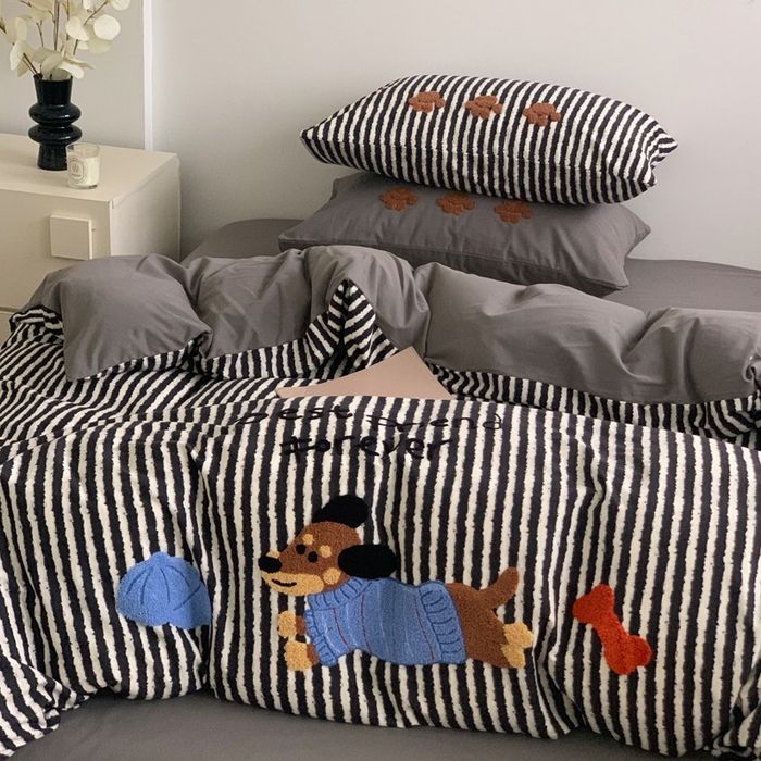 91家纺网 家纺一手货源 找家纺 如意朵 2025新款全棉加厚磨毛毛巾绣四件套（专版花型） 好朋友