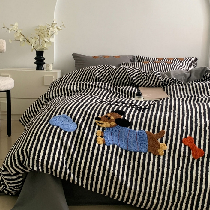 91家纺网 家纺一手货源 找家纺 如意朵 2025新款全棉加厚磨毛毛巾绣四件套（专版花型） 好朋友