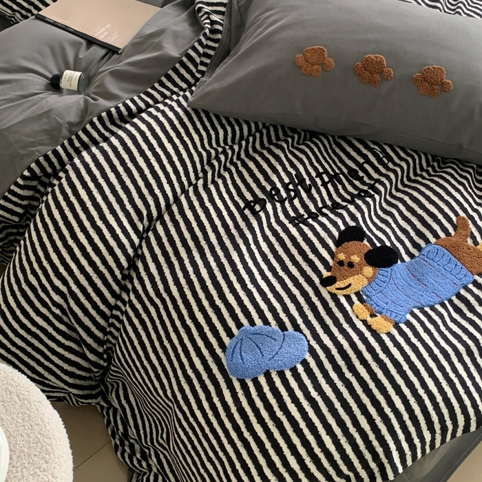 91家纺网 家纺一手货源 找家纺 如意朵 2025新款全棉加厚磨毛毛巾绣四件套（专版花型） 好朋友