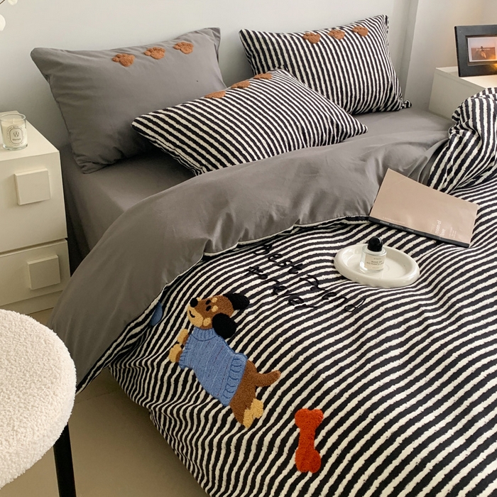 91家纺网 家纺一手货源 找家纺 如意朵 2025新款全棉加厚磨毛毛巾绣四件套（专版花型） 好朋友