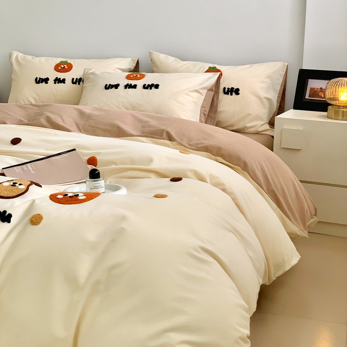 91家纺网 家纺一手货源 找家纺 如意朵 2025新款全棉加厚磨毛毛巾绣四件套（专版花型） 好柿发生