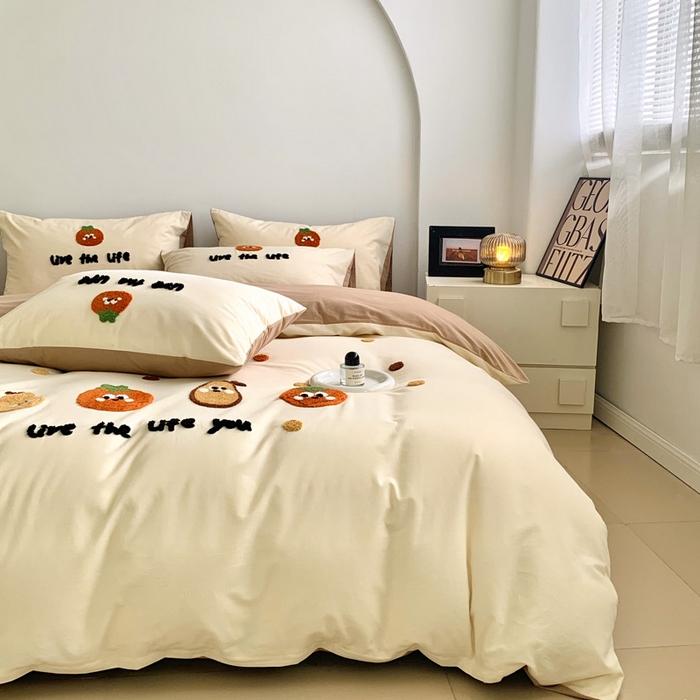 91家纺网 家纺一手货源 找家纺 如意朵 2025新款全棉加厚磨毛毛巾绣四件套（专版花型） 好柿发生