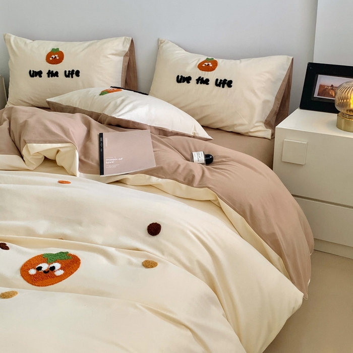 91家纺网 家纺一手货源 找家纺 如意朵 2025新款全棉加厚磨毛毛巾绣四件套（专版花型） 好柿发生