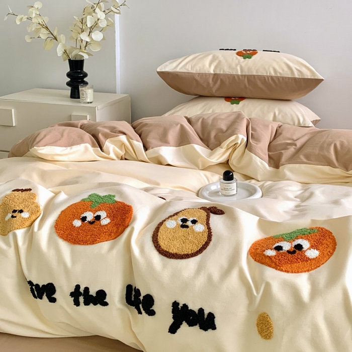 91家纺网 家纺一手货源 找家纺 如意朵 2025新款全棉加厚磨毛毛巾绣四件套（专版花型） 好柿发生