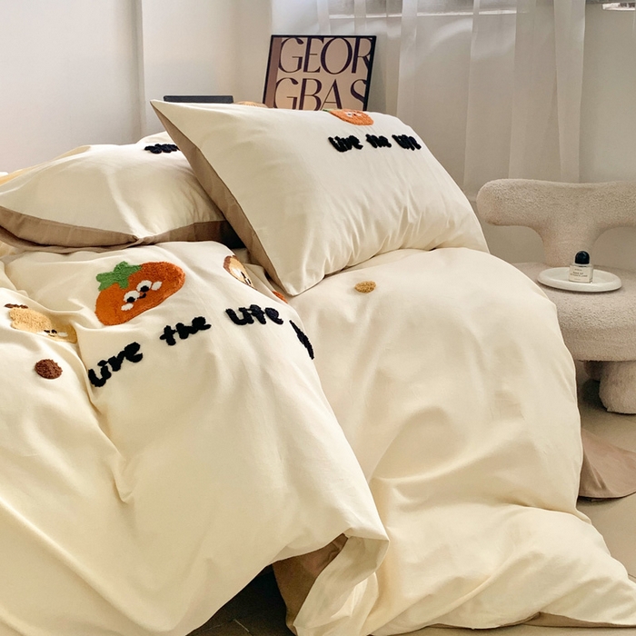 91家纺网 家纺一手货源 找家纺 如意朵 2025新款全棉加厚磨毛毛巾绣四件套（专版花型） 好柿发生