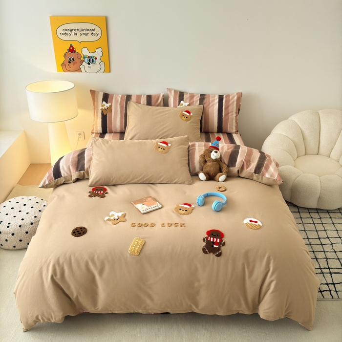 如意朵 2025新款全棉加厚磨毛毛巾绣四件套（专版花型） 姜饼人