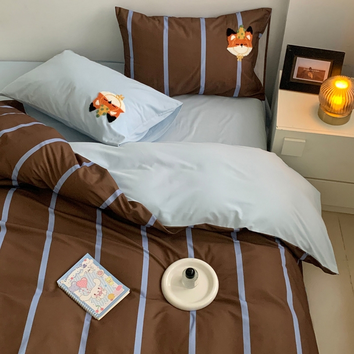 91家纺网 家纺一手货源 找家纺 如意朵 2025新款全棉加厚磨毛毛巾绣四件套（专版花型） 小狐狸