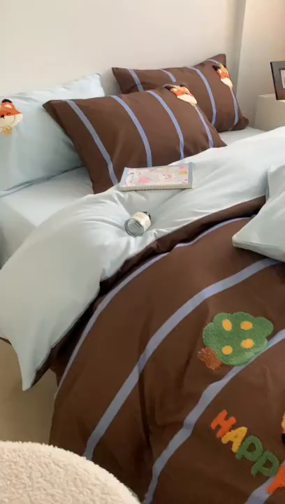 91家纺网 家纺一手货源 找家纺 如意朵 2025新款全棉加厚磨毛毛巾绣四件套（专版花型） 小狐狸