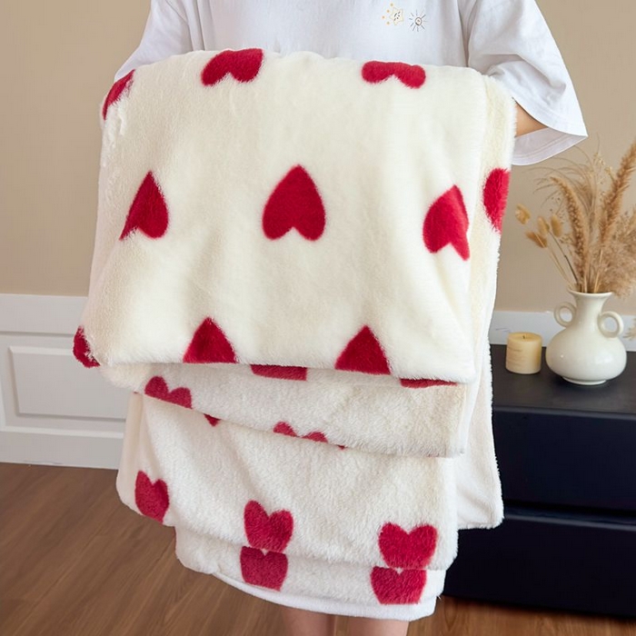 91家纺网 家纺一手货源 找家纺 璐维斯 2025新款A类兔毛绒双层多功能被套毯带拉链 卡通花卉牛奶绒毛毯秋冬保暖毯子盖毯 浪漫爱心