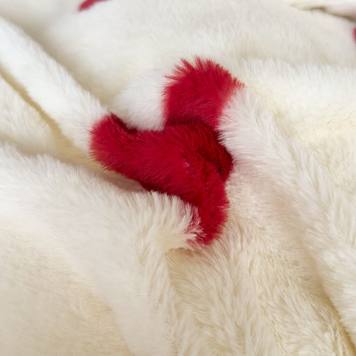 91家纺网 家纺一手货源 找家纺 璐维斯 2025新款A类兔毛绒双层多功能被套毯带拉链 卡通花卉牛奶绒毛毯秋冬保暖毯子盖毯 浪漫爱心