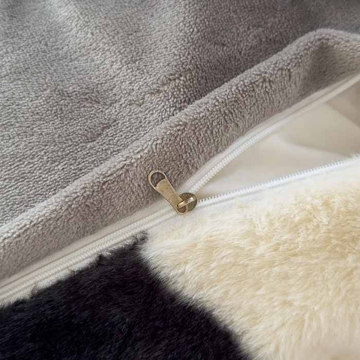 91家纺网 家纺一手货源 找家纺 璐维斯 2025新款A类兔毛绒双层多功能被套毯带拉链 卡通花卉牛奶绒毛毯秋冬保暖毯子盖毯 黑白棋盘格