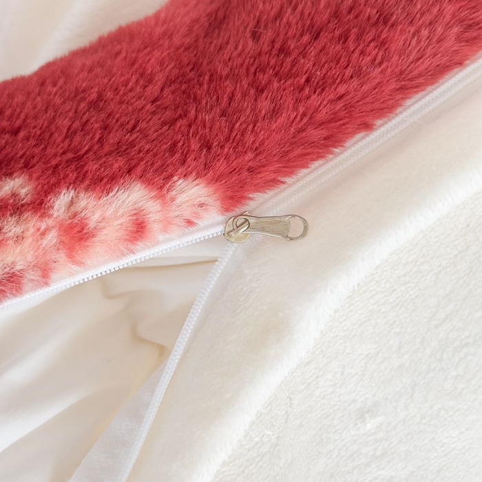 91家纺网 家纺一手货源 找家纺 璐维斯 2025新款A类兔毛绒双层多功能被套毯带拉链 卡通花卉牛奶绒毛毯秋冬保暖毯子盖毯 蝴蝶结红