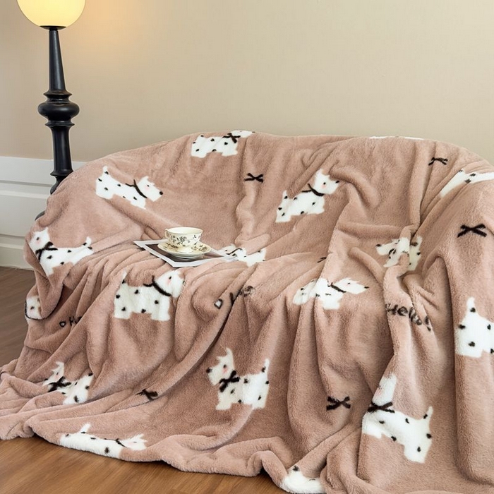 璐维斯 2025新款A类兔毛绒双层多功能被套毯带拉链 卡通花卉牛奶绒毛毯秋冬保暖毯子盖毯 可爱狗