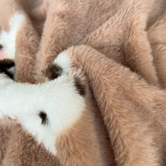 91家纺网 家纺一手货源 找家纺 璐维斯 2025新款A类兔毛绒双层多功能被套毯带拉链 卡通花卉牛奶绒毛毯秋冬保暖毯子盖毯 可爱狗