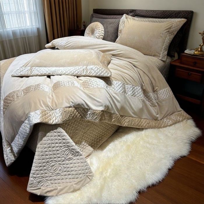 91家纺网 家纺一手货源 找家纺 保罗圣迪奥 2025新款全消光牛奶绒四件套 奶白色