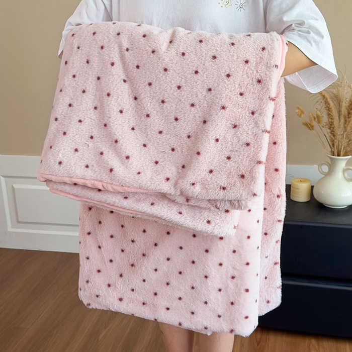 91家纺网 家纺一手货源 找家纺 璐维斯 2025新款A类兔毛绒双层多功能被套毯带拉链 卡通花卉牛奶绒毛毯秋冬保暖毯子盖毯 浪漫波点-粉