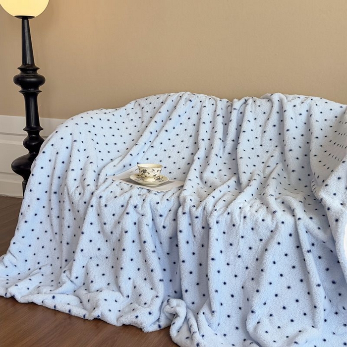 璐维斯 2025新款A类兔毛绒双层多功能被套毯带拉链 卡通花卉牛奶绒毛毯秋冬保暖毯子盖毯 浪漫波点-蓝