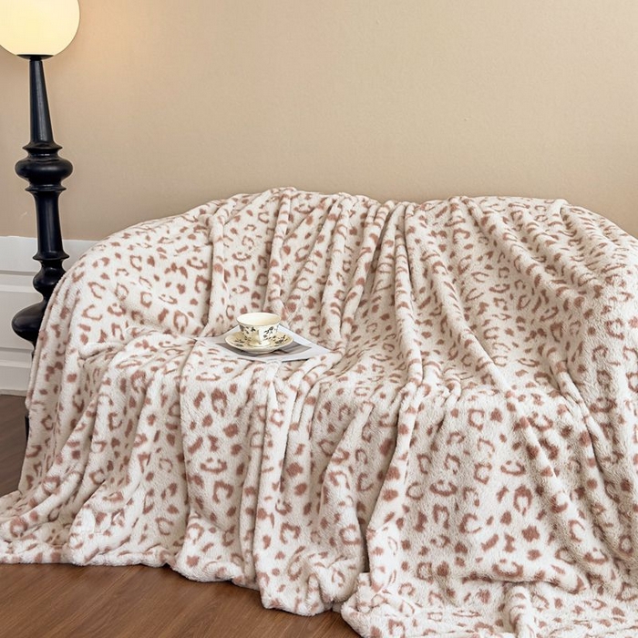 璐维斯 2025新款A类兔毛绒双层多功能被套毯带拉链 卡通花卉牛奶绒毛毯秋冬保暖毯子盖毯 时尚豹纹