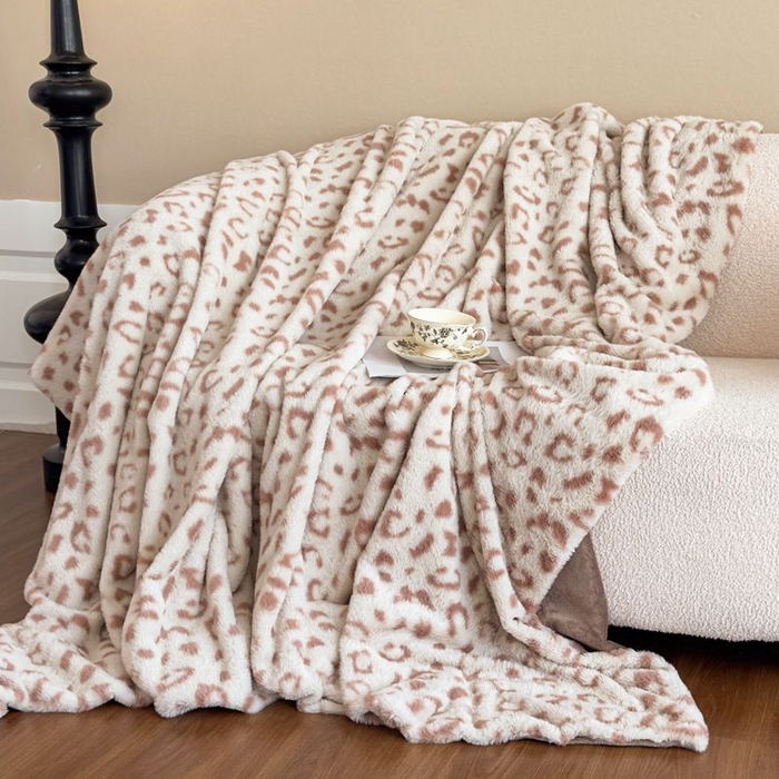 91家纺网 家纺一手货源 找家纺 璐维斯 2025新款A类兔毛绒双层多功能被套毯带拉链 卡通花卉牛奶绒毛毯秋冬保暖毯子盖毯 时尚豹纹