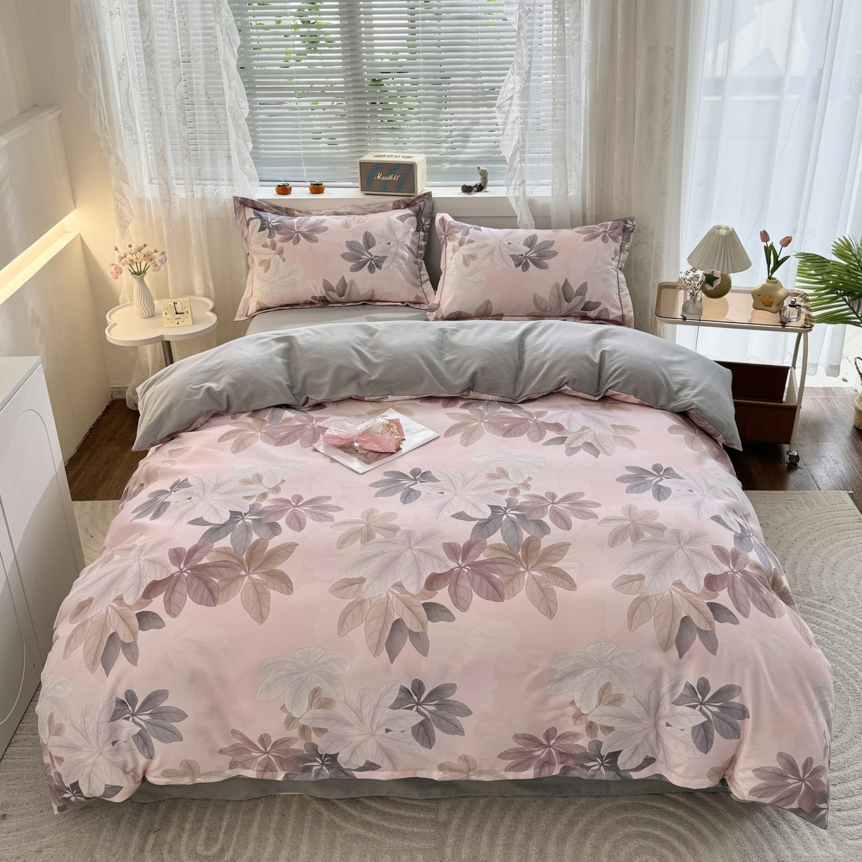 仟岸家纺 2025新款亲肤舒适全棉磨毛四件套系列 叶霖