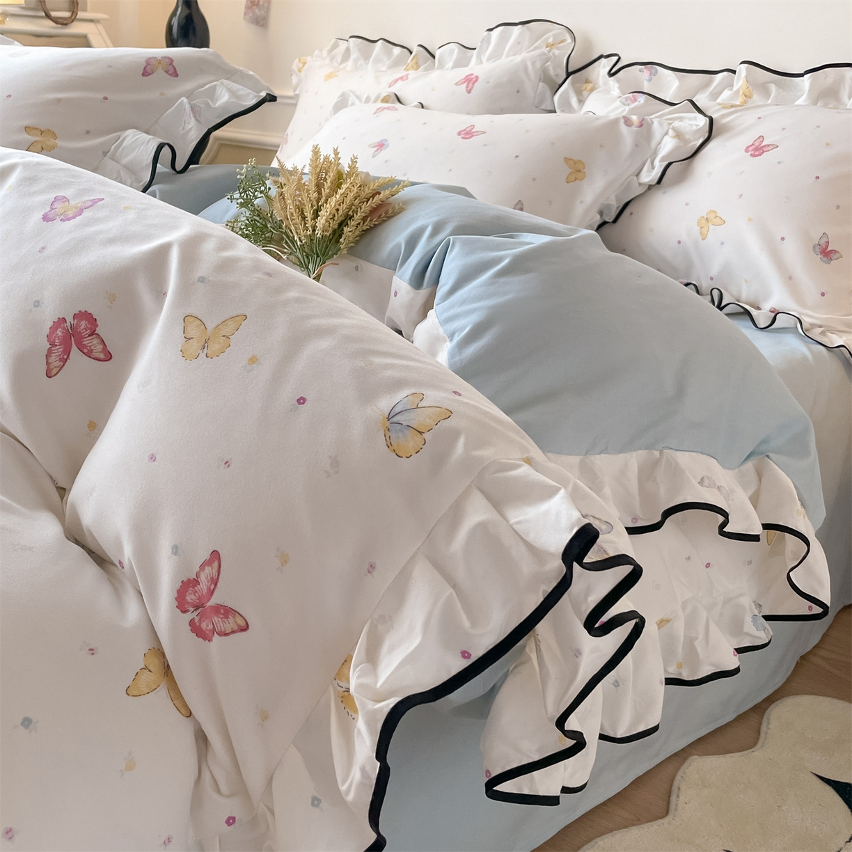 91家纺网 家纺一手货源 找家纺 （总）义博家纺 2025新款韩版花边印花四件套四件套