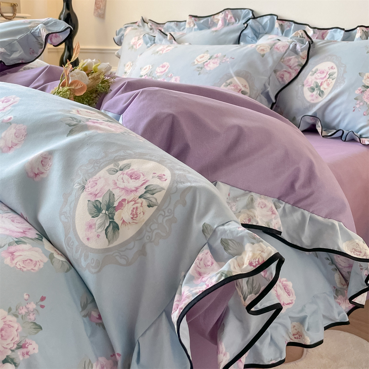 91家纺网 家纺一手货源 找家纺 （总）义博家纺 2025新款韩版花边印花四件套四件套