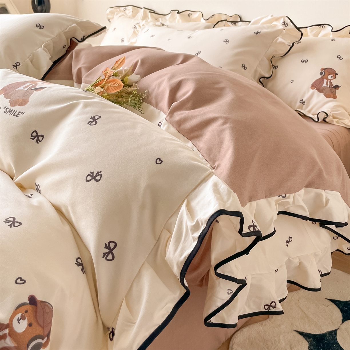 91家纺网 家纺一手货源 找家纺 （总）义博家纺 2025新款韩版花边印花四件套四件套