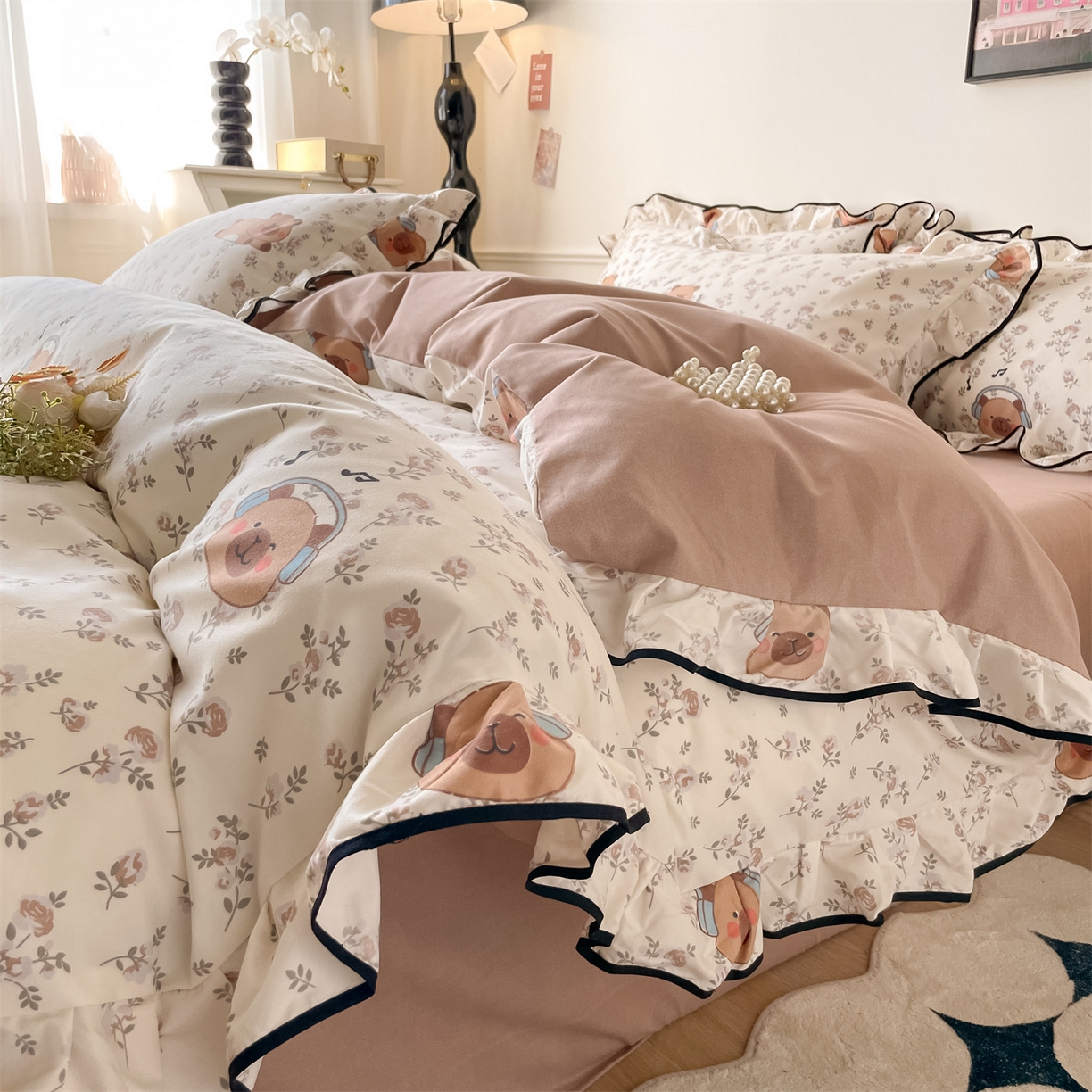 91家纺网 家纺一手货源 找家纺 （总）义博家纺 2025新款韩版花边印花四件套四件套