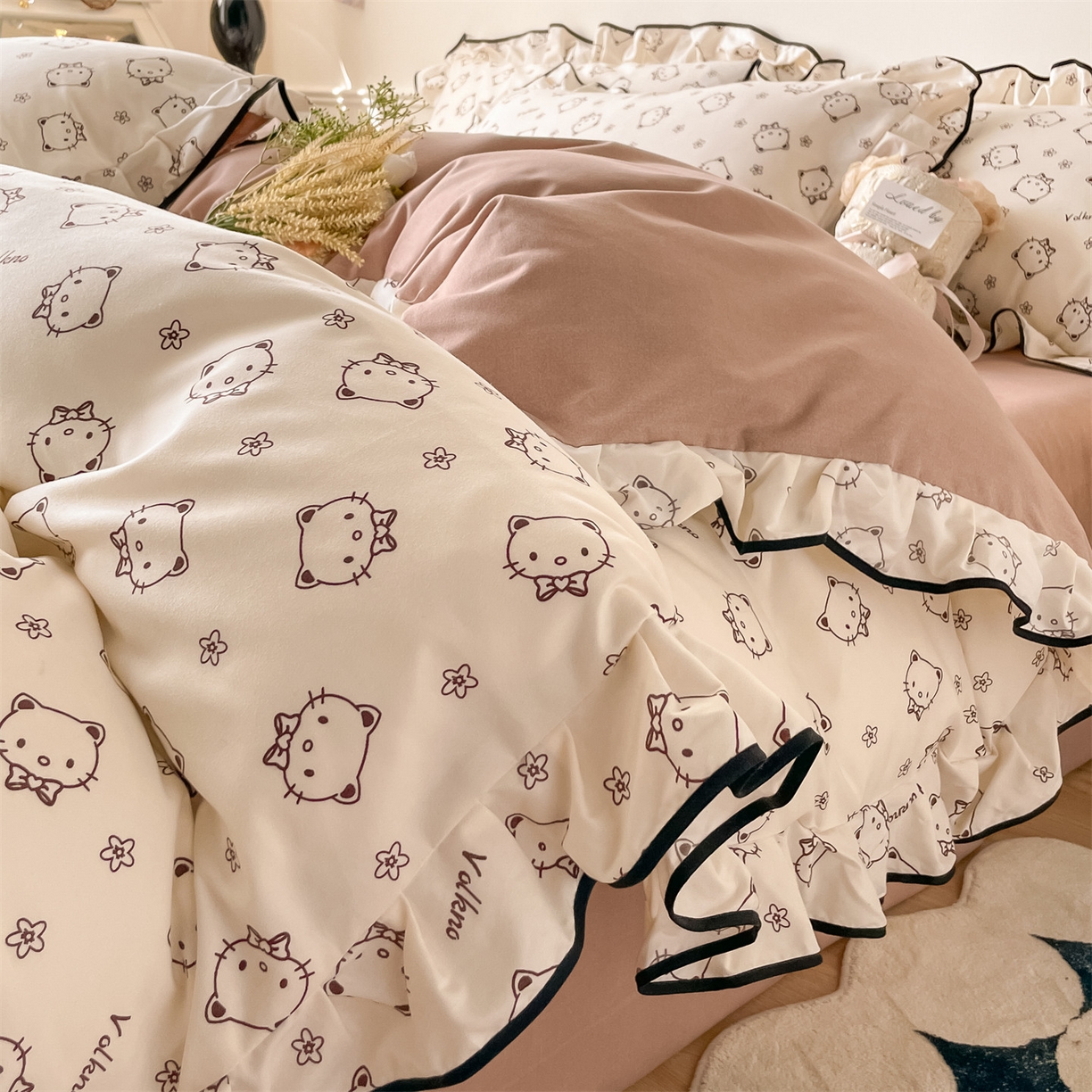 91家纺网 家纺一手货源 找家纺 （总）义博家纺 2025新款韩版花边印花四件套四件套