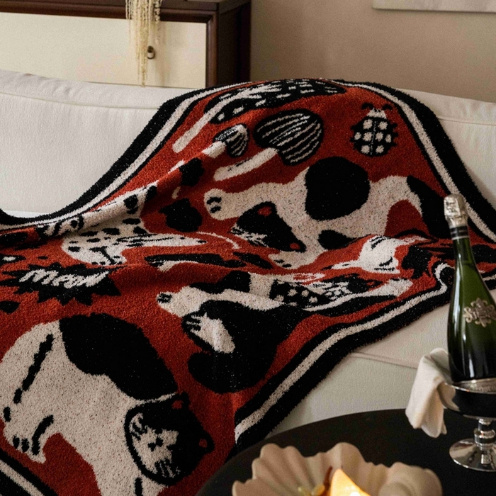 91家纺网 家纺一手货源 找家纺 圆岛家纺 2025新款高品质多功能针织半边绒毛毯毛毯毯子 暴乱猫