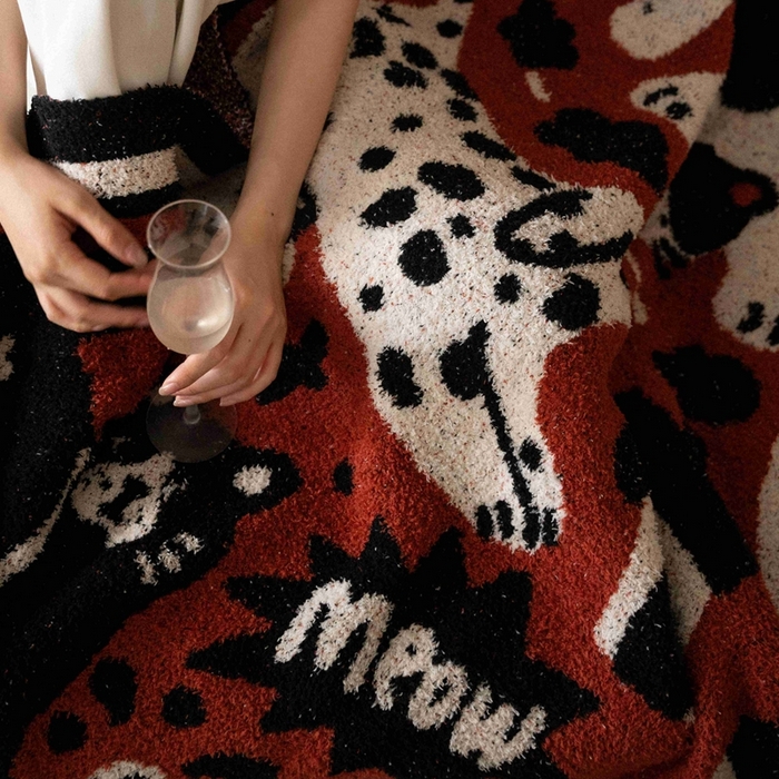 91家纺网 家纺一手货源 找家纺 圆岛家纺 2025新款高品质多功能针织半边绒毛毯毛毯毯子 暴乱猫