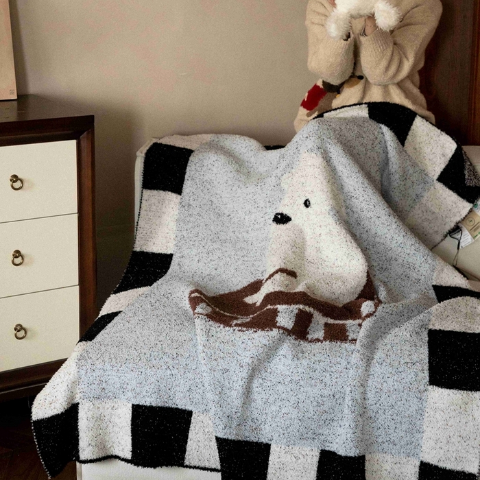 91家纺网 家纺一手货源 找家纺 圆岛家纺 2025新款高品质多功能针织半边绒毛毯毛毯毯子 比熊