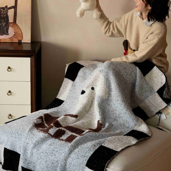 91家纺网 家纺一手货源 找家纺 圆岛家纺 2025新款高品质多功能针织半边绒毛毯毛毯毯子 比熊