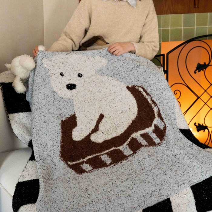 91家纺网 家纺一手货源 找家纺 圆岛家纺 2025新款高品质多功能针织半边绒毛毯毛毯毯子 比熊
