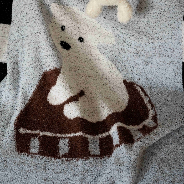 91家纺网 家纺一手货源 找家纺 圆岛家纺 2025新款高品质多功能针织半边绒毛毯毛毯毯子 比熊