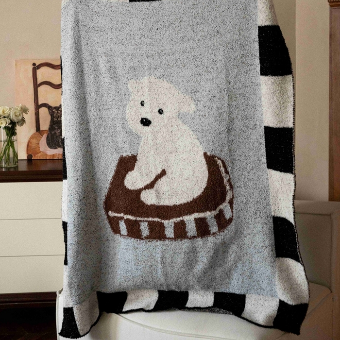 91家纺网 家纺一手货源 找家纺 圆岛家纺 2025新款高品质多功能针织半边绒毛毯毛毯毯子 比熊