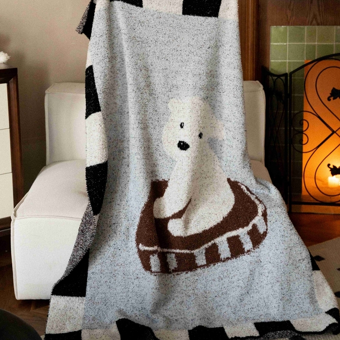 91家纺网 家纺一手货源 找家纺 圆岛家纺 2025新款高品质多功能针织半边绒毛毯毛毯毯子 比熊