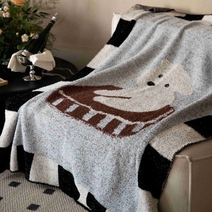 91家纺网 家纺一手货源 找家纺 圆岛家纺 2025新款高品质多功能针织半边绒毛毯毛毯毯子 比熊