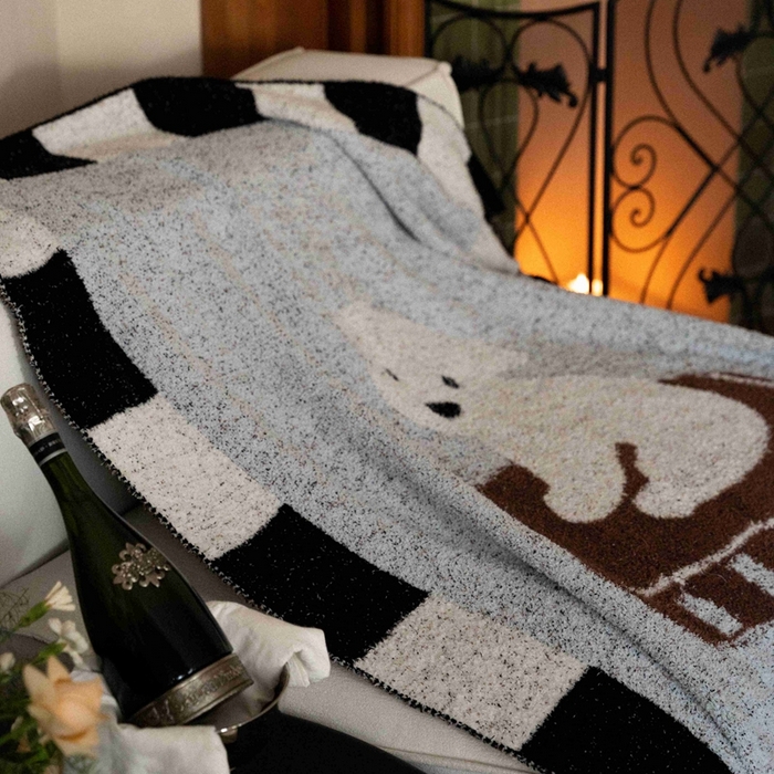 91家纺网 家纺一手货源 找家纺 圆岛家纺 2025新款高品质多功能针织半边绒毛毯毛毯毯子 比熊