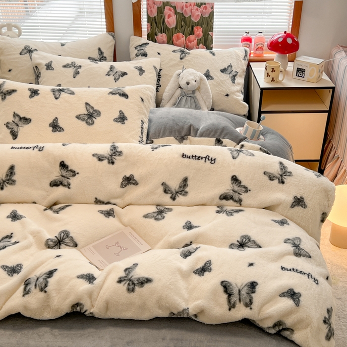 91家纺网 家纺一手货源 找家纺 （总）妖妖家纺 2025新款加厚印花兔毛绒保暖四件套