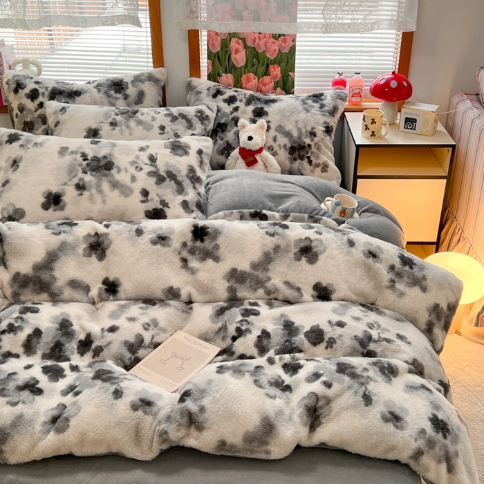 91家纺网 家纺一手货源 找家纺 （总）妖妖家纺 2025新款加厚印花兔毛绒保暖四件套