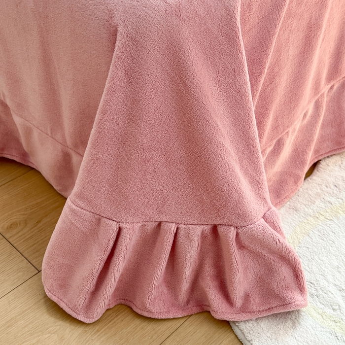 91家纺网 家纺一手货源 找家纺 妖妖家纺 2025新款加厚印花兔毛绒保暖四件套 丝绒玫瑰