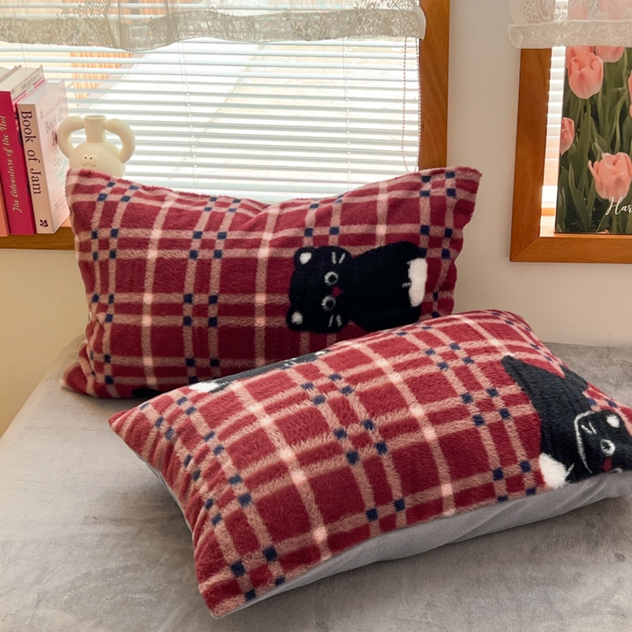 91家纺网 家纺一手货源 找家纺 妖妖家纺 2025新款加厚印花兔毛绒保暖四件套 月下猫舞