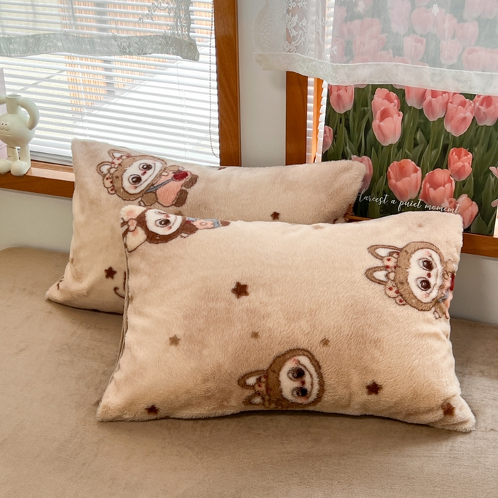 91家纺网 家纺一手货源 找家纺 妖妖家纺 2025新款加厚印花兔毛绒保暖四件套 甜萌布布