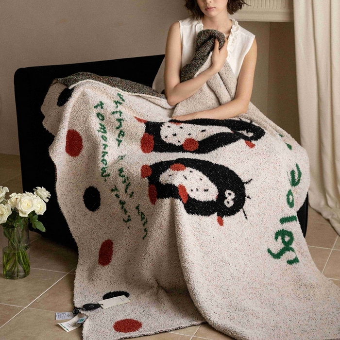 91家纺网 家纺一手货源 找家纺 圆岛家纺 2025新款高品质多功能针织半边绒毛毯毛毯毯子 呆鼹鼠