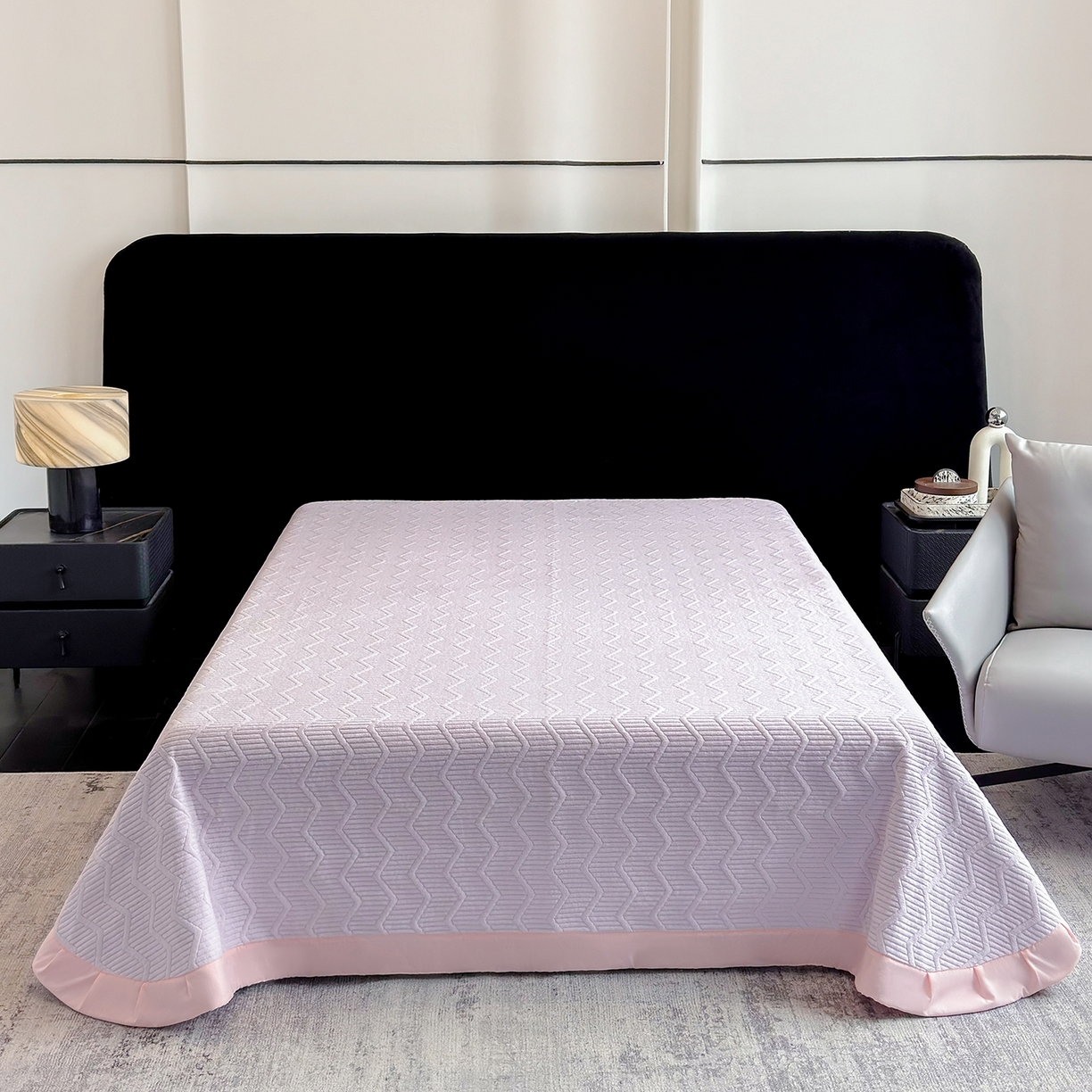 91家纺网 家纺一手货源 找家纺 新方向 2025新款全消光A类数码印花牛奶绒四件套-贝斯 贝斯-魅紫