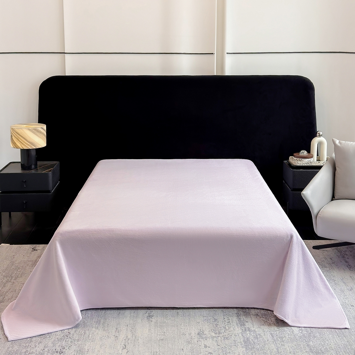 91家纺网 家纺一手货源 找家纺 新方向 2025新款全消光A类数码印花牛奶绒四件套-贝斯 贝斯-魅紫