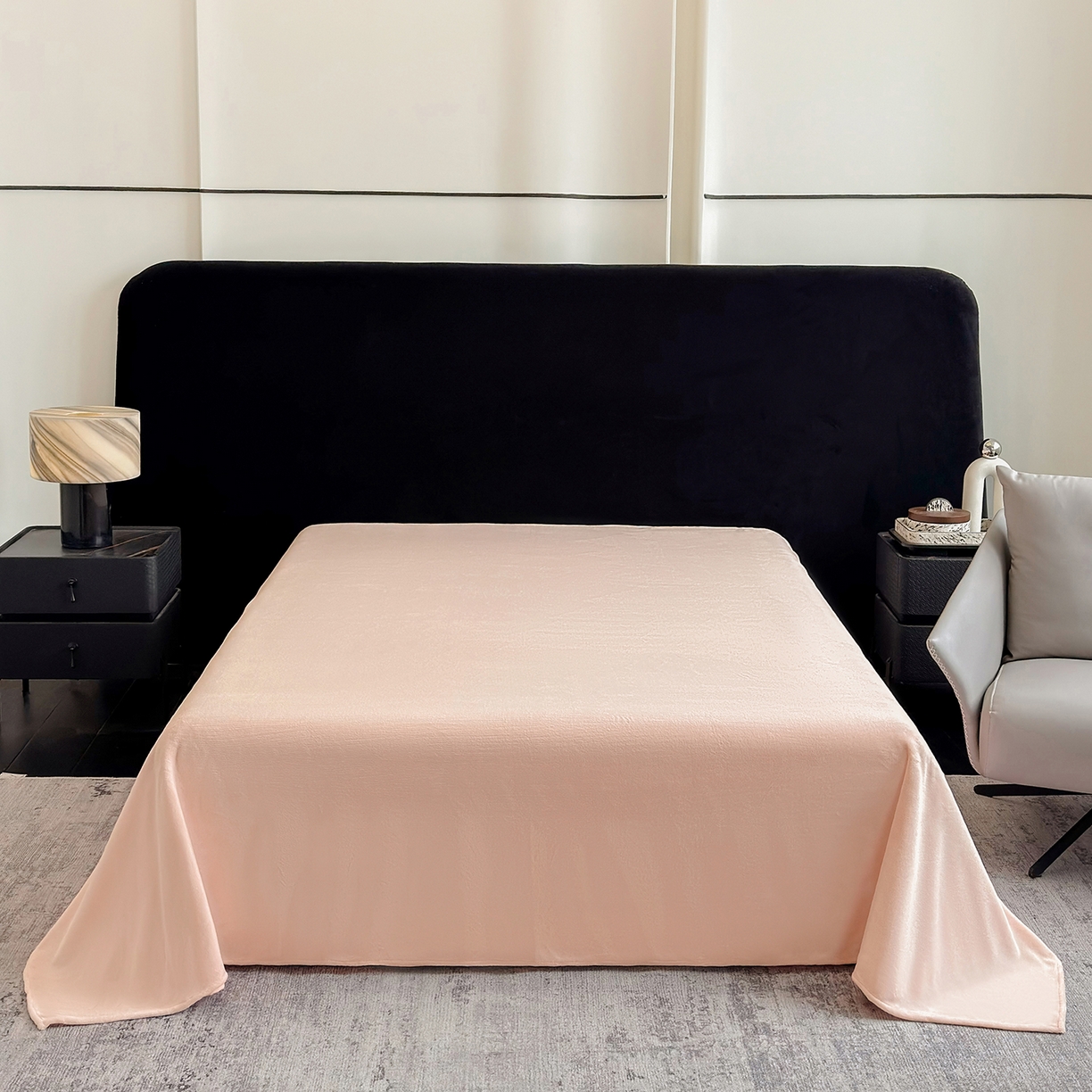 91家纺网 家纺一手货源 找家纺 新方向 2025新款全消光A类数码印花牛奶绒四件套-贝斯 贝斯-蔷薇粉